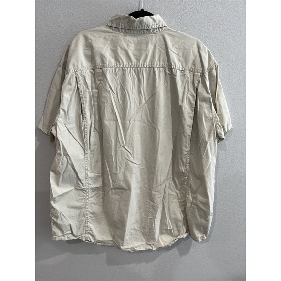 ORVIS Sportswear Shirt Quilted Shoulder Bi Swing Back All Cotton Beige XXL - Picture 3 of 3